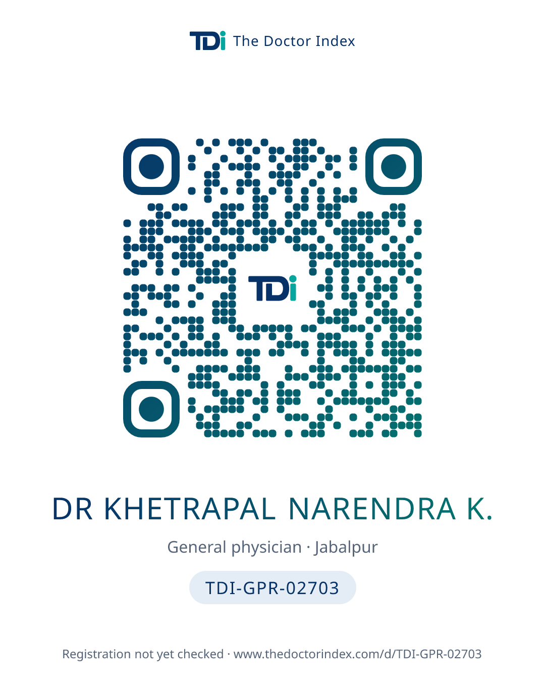QR card for Dr Khetrapal Narendra K., TDI-GPR-02703
