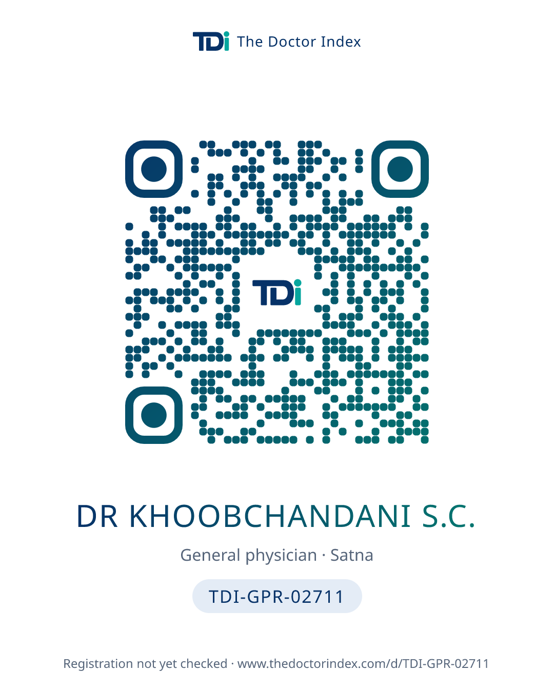 QR card for Dr Khoobchandani S.C., TDI-GPR-02711