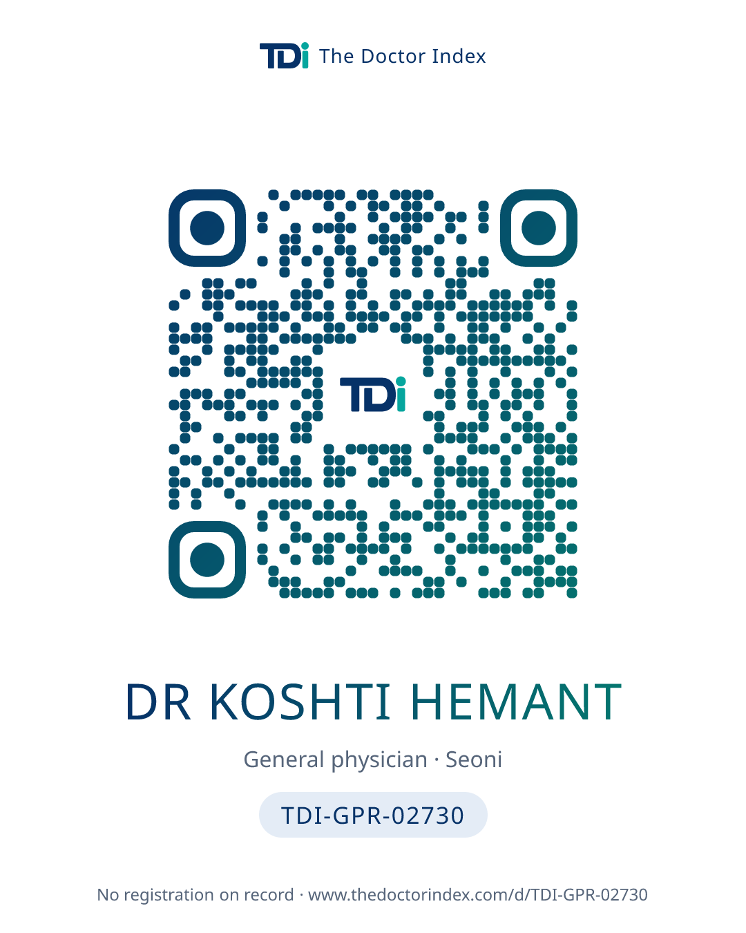 QR card for Dr Koshti Hemant, TDI-GPR-02730
