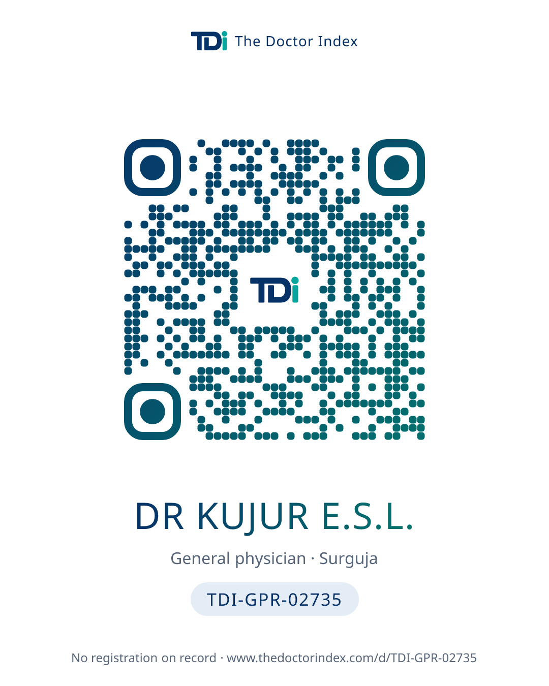 QR card for Dr Kujur E.S.L., TDI-GPR-02735