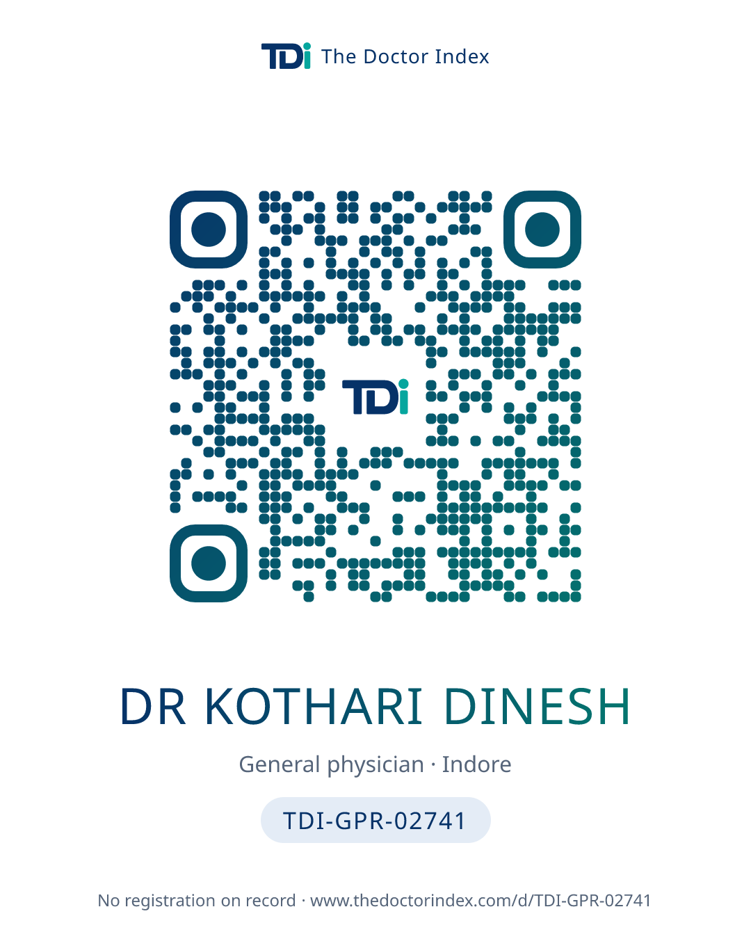 QR card for Dr Kothari Dinesh, TDI-GPR-02741