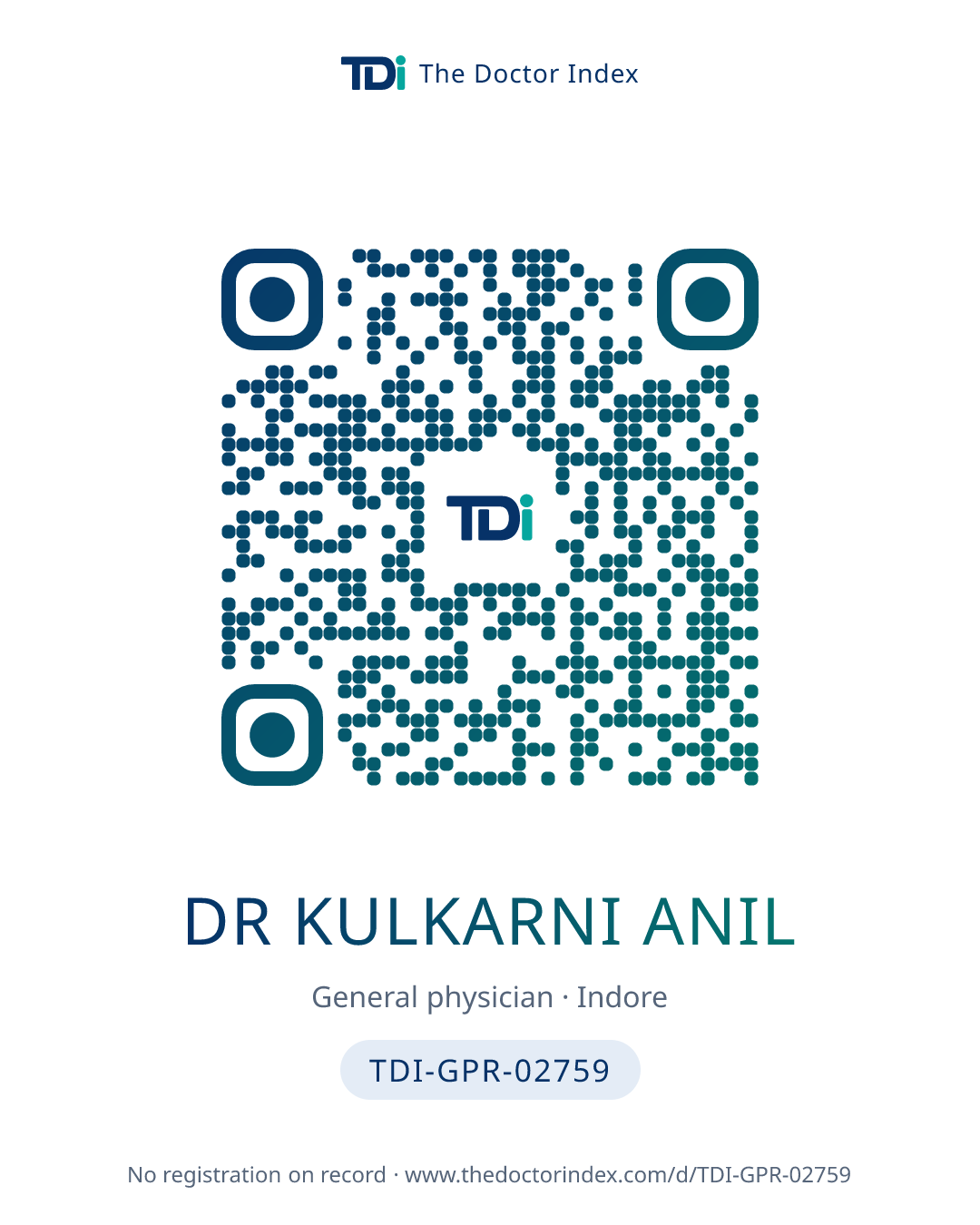 QR card for Dr Kulkarni Anil, TDI-GPR-02759