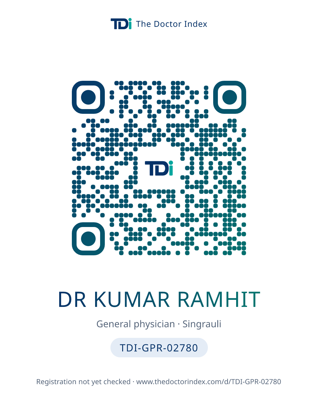 QR card for Dr Kumar Ramhit, TDI-GPR-02780