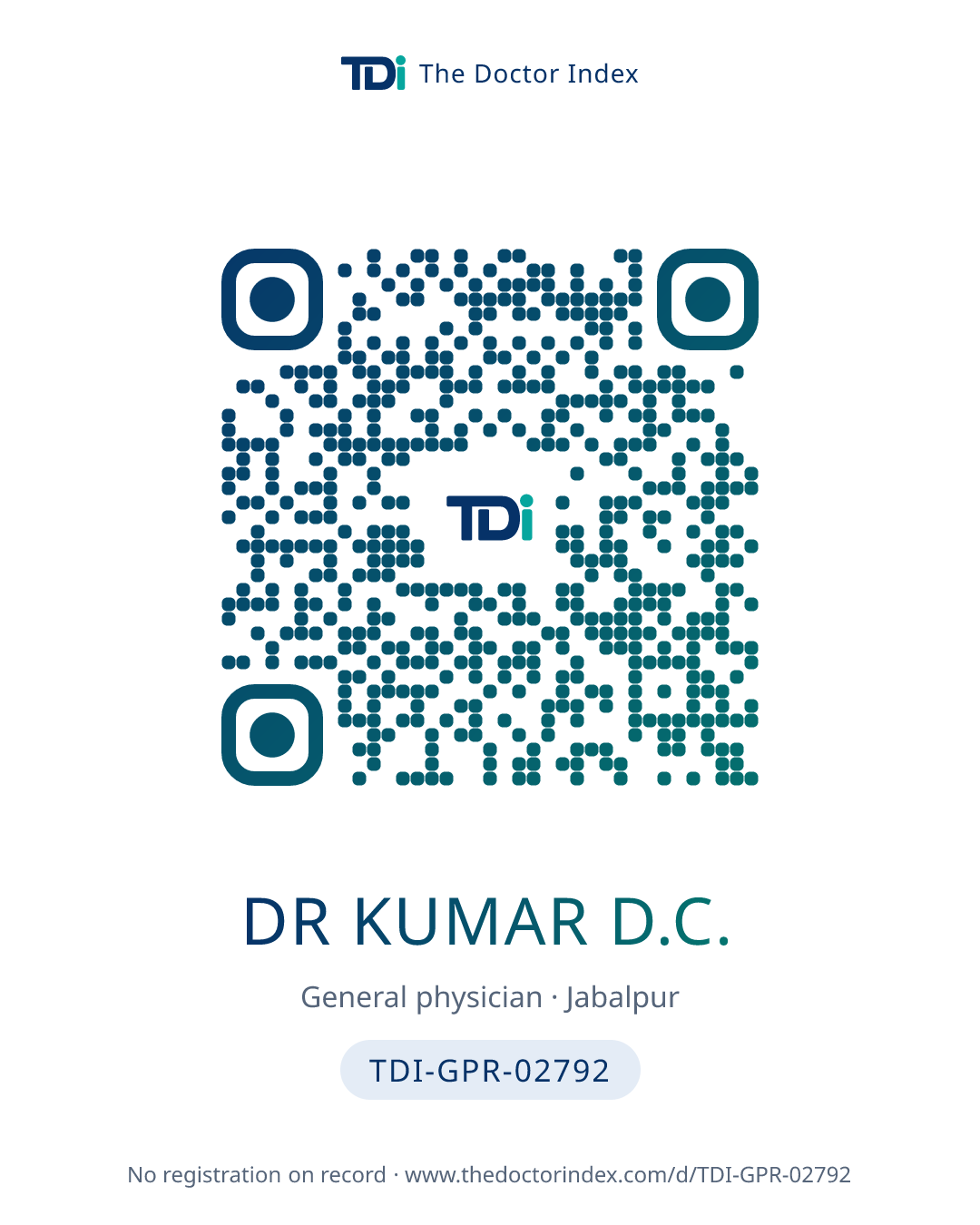 QR card for Dr Kumar D.C., TDI-GPR-02792