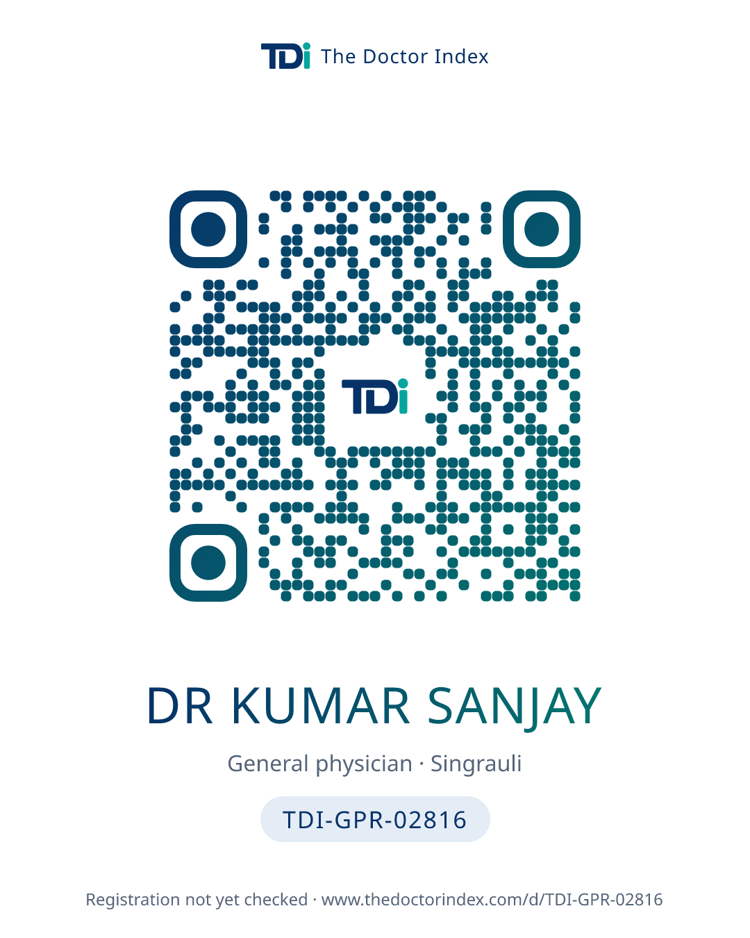 QR card for Dr Kumar Sanjay, TDI-GPR-02816