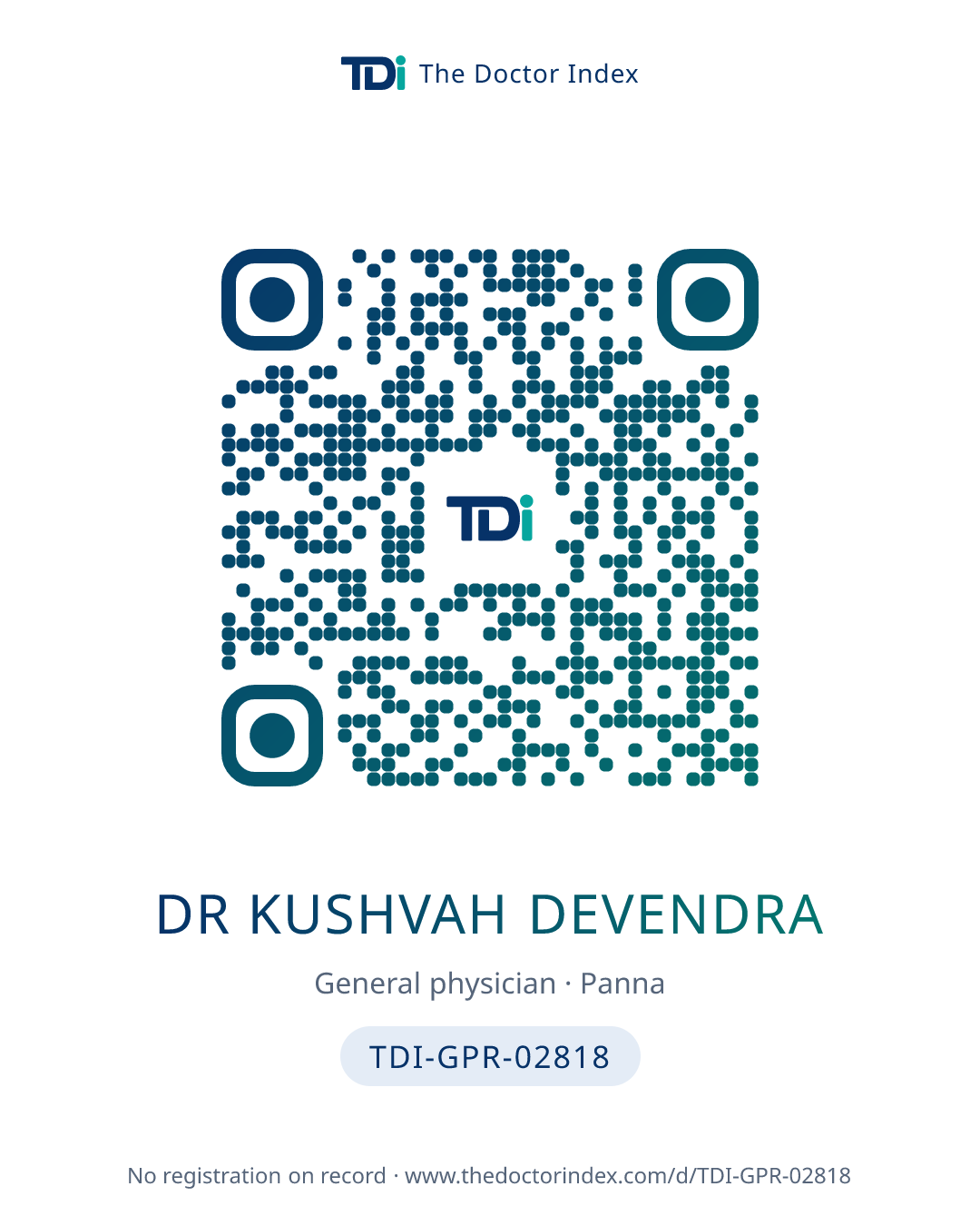 QR card for Dr Kushvah Devendra, TDI-GPR-02818