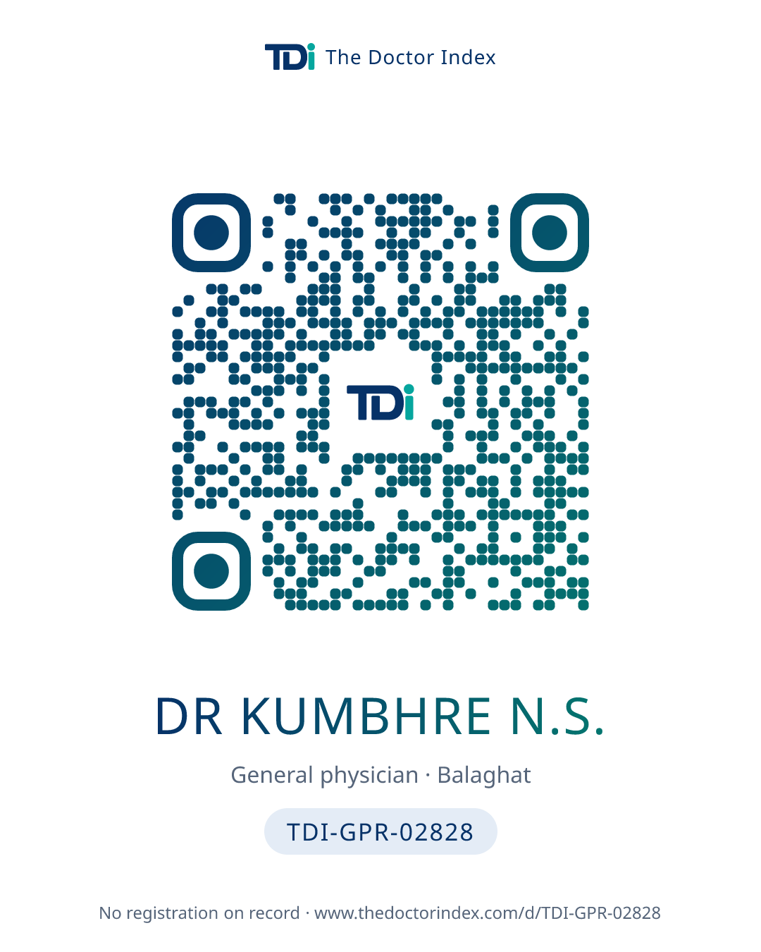 QR card for Dr Kumbhre N.S., TDI-GPR-02828