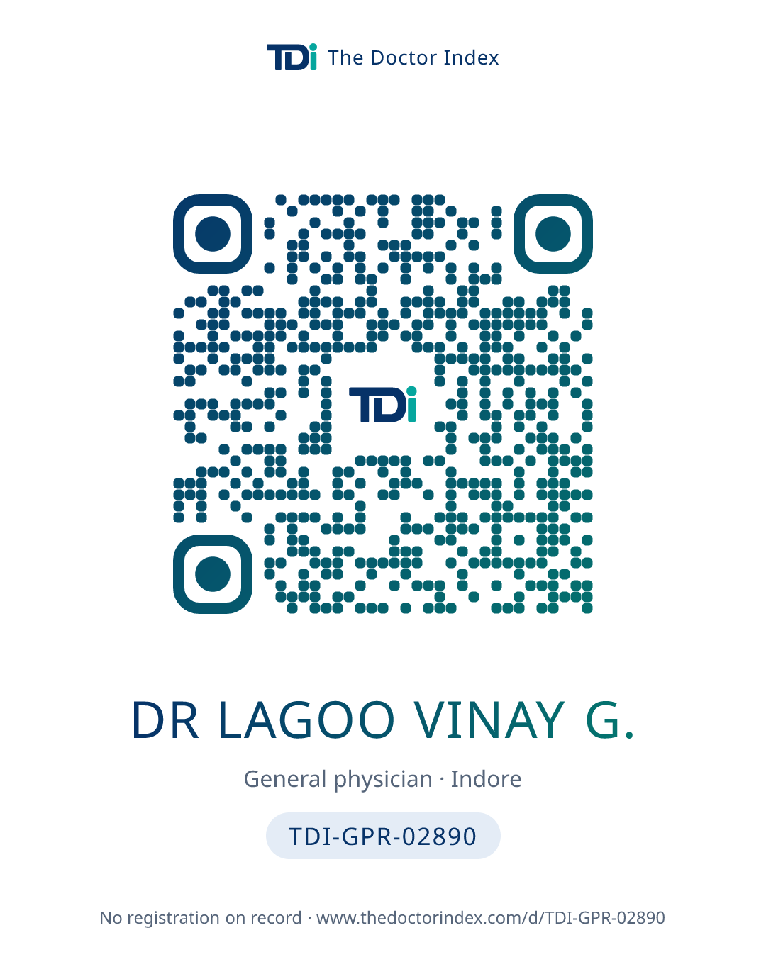 QR card for Dr Lagoo Vinay G., TDI-GPR-02890
