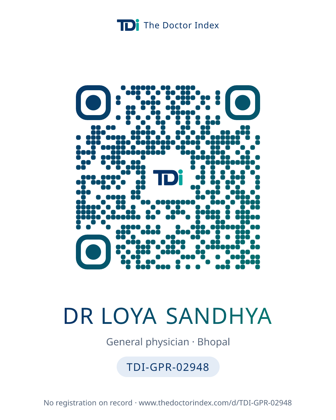 QR card for Dr Loya Sandhya, TDI-GPR-02948