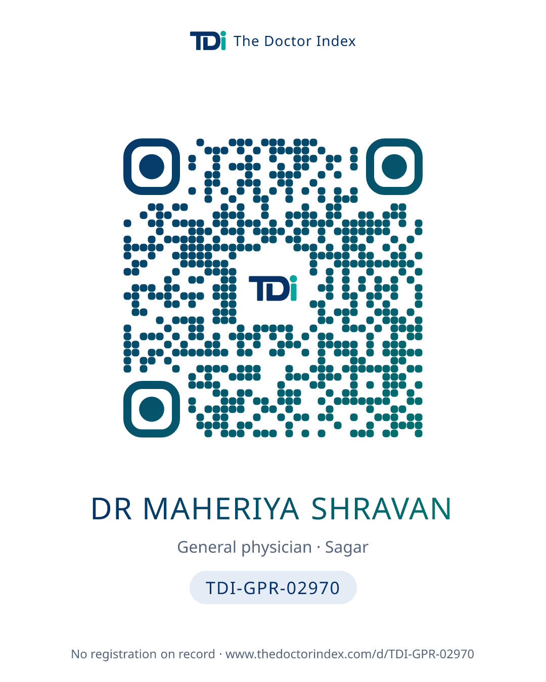 QR card for Dr Maheriya Shravan, TDI-GPR-02970