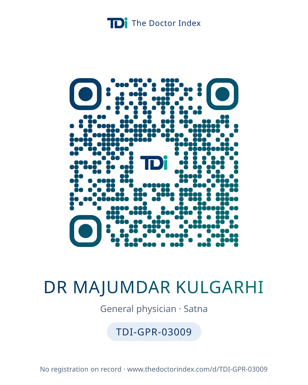 QR card for Dr Majumdar Kulgarhi, TDI-GPR-03009