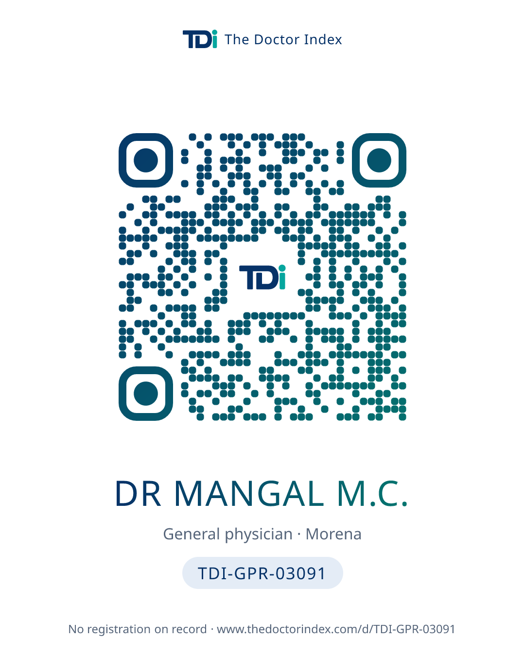 QR card for Dr Mangal M.C., TDI-GPR-03091