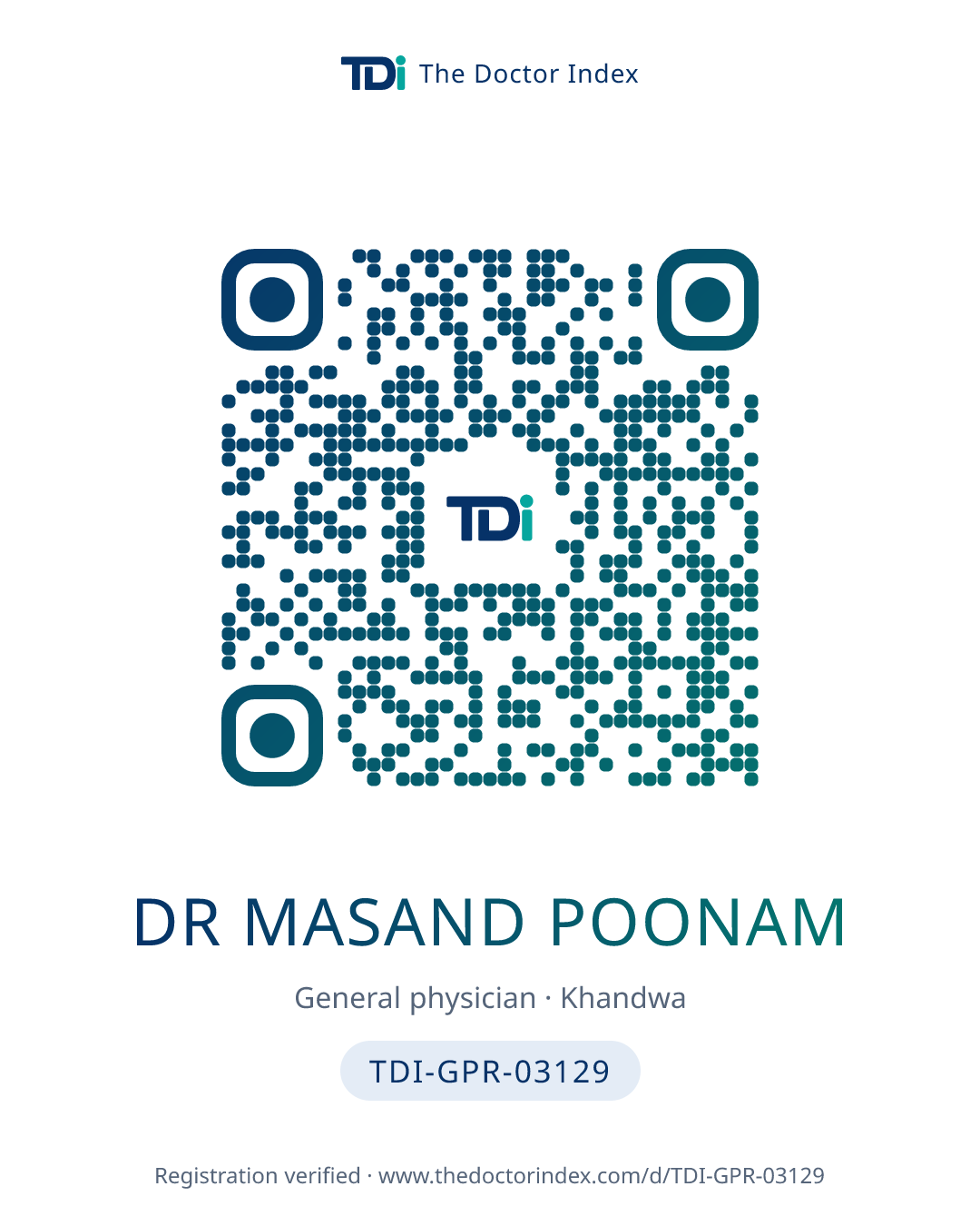 QR card for Dr Masand Poonam, TDI-GPR-03129