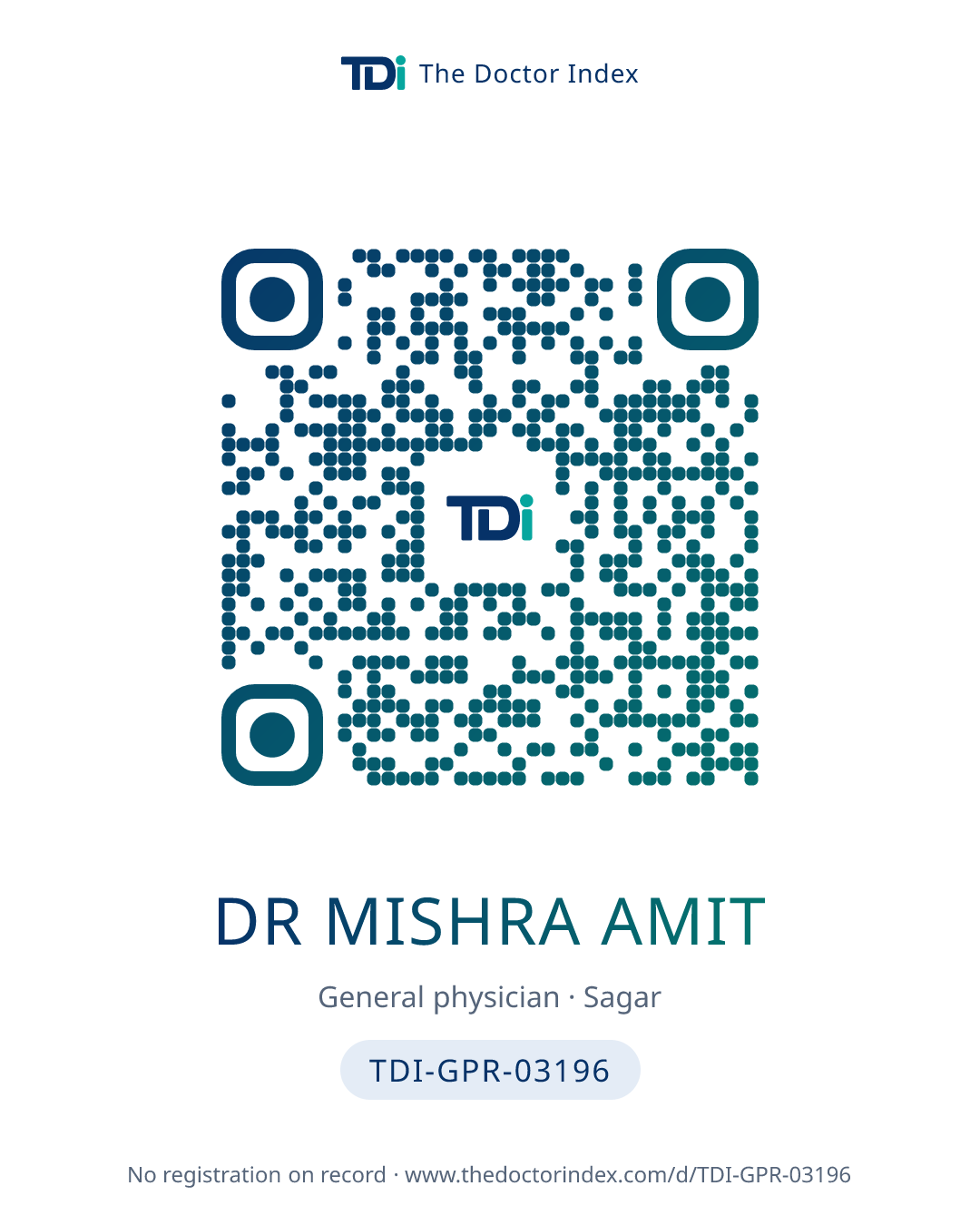 QR card for Dr Mishra Amit, TDI-GPR-03196