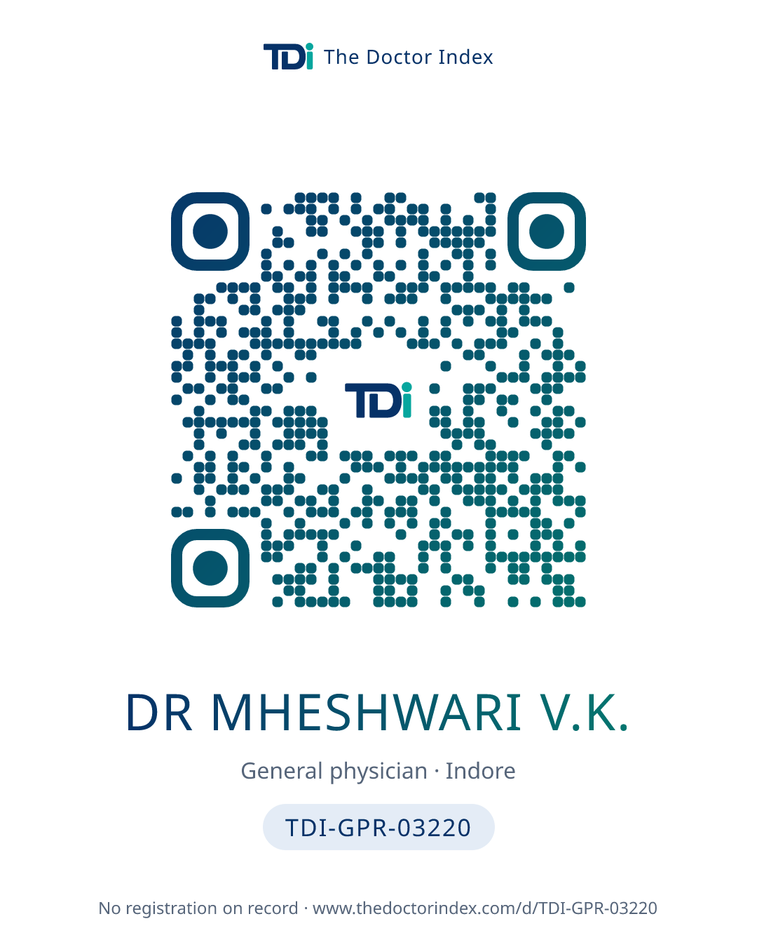 QR card for Dr Mheshwari V.K., TDI-GPR-03220