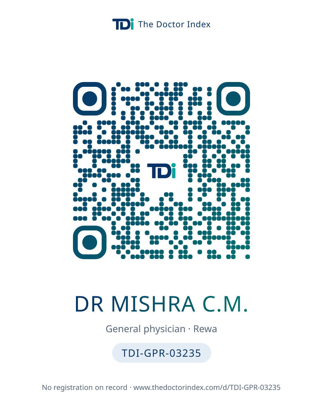 QR card for Dr Mishra C.M., TDI-GPR-03235
