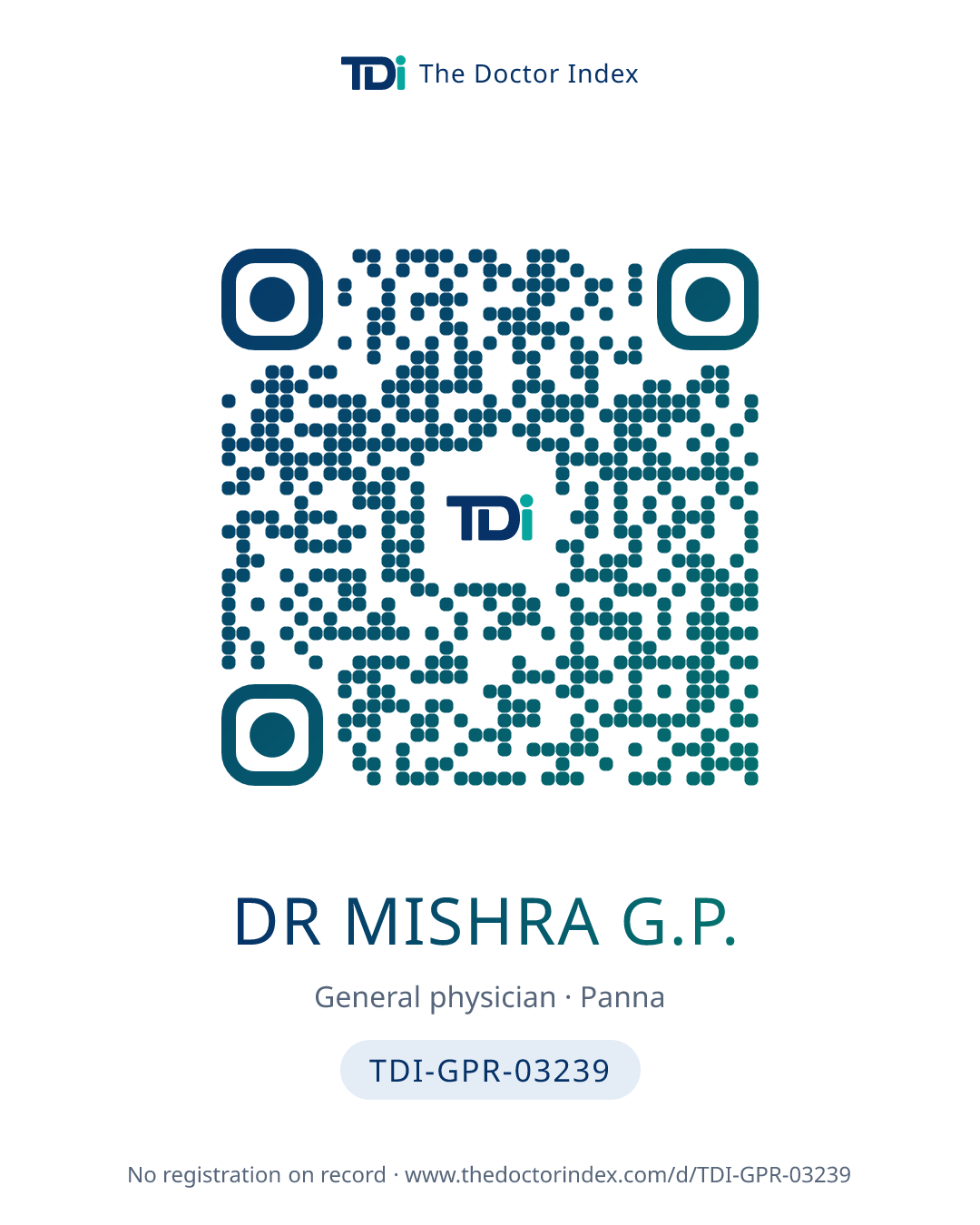 QR card for Dr Mishra G.P., TDI-GPR-03239