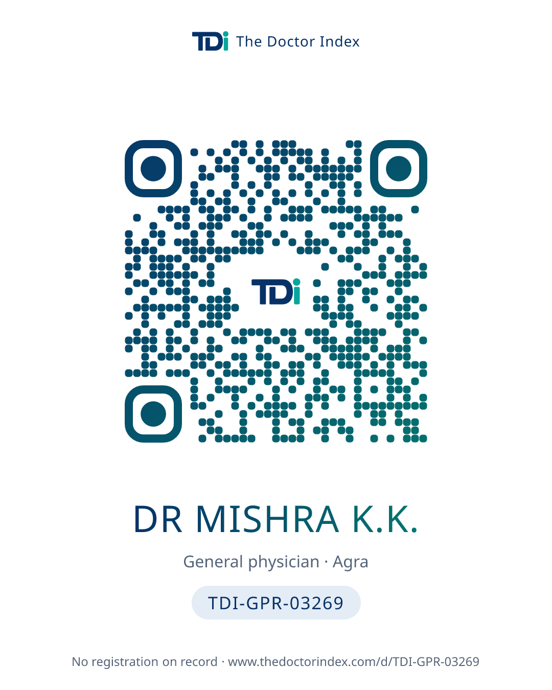 QR card for Dr Mishra K.K., TDI-GPR-03269