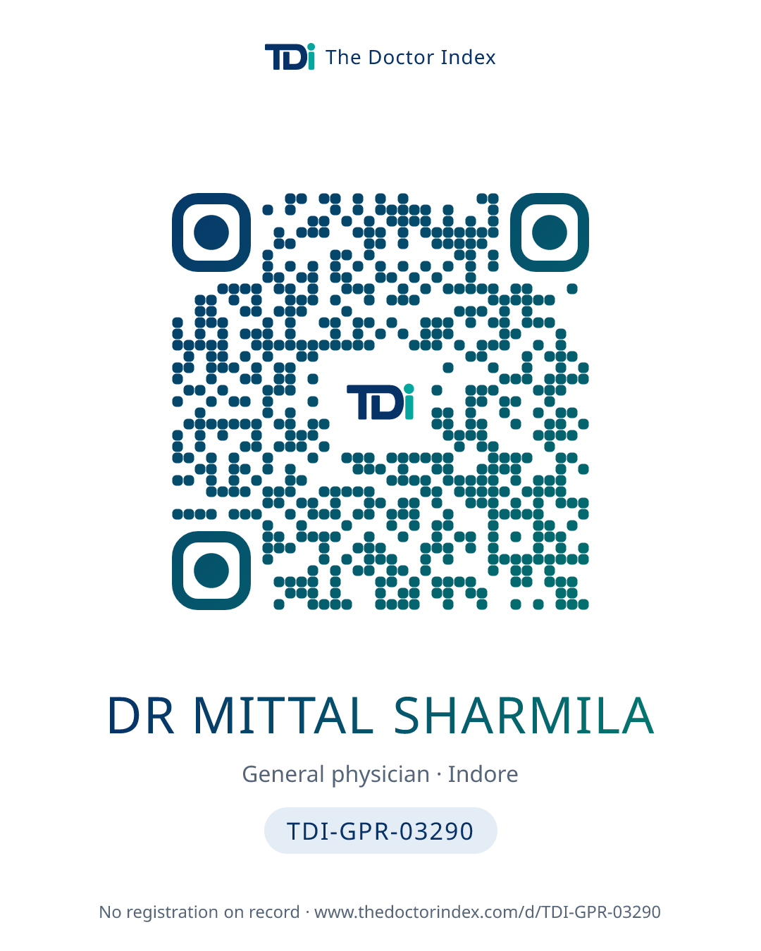 QR card for Dr Mittal Sharmila, TDI-GPR-03290
