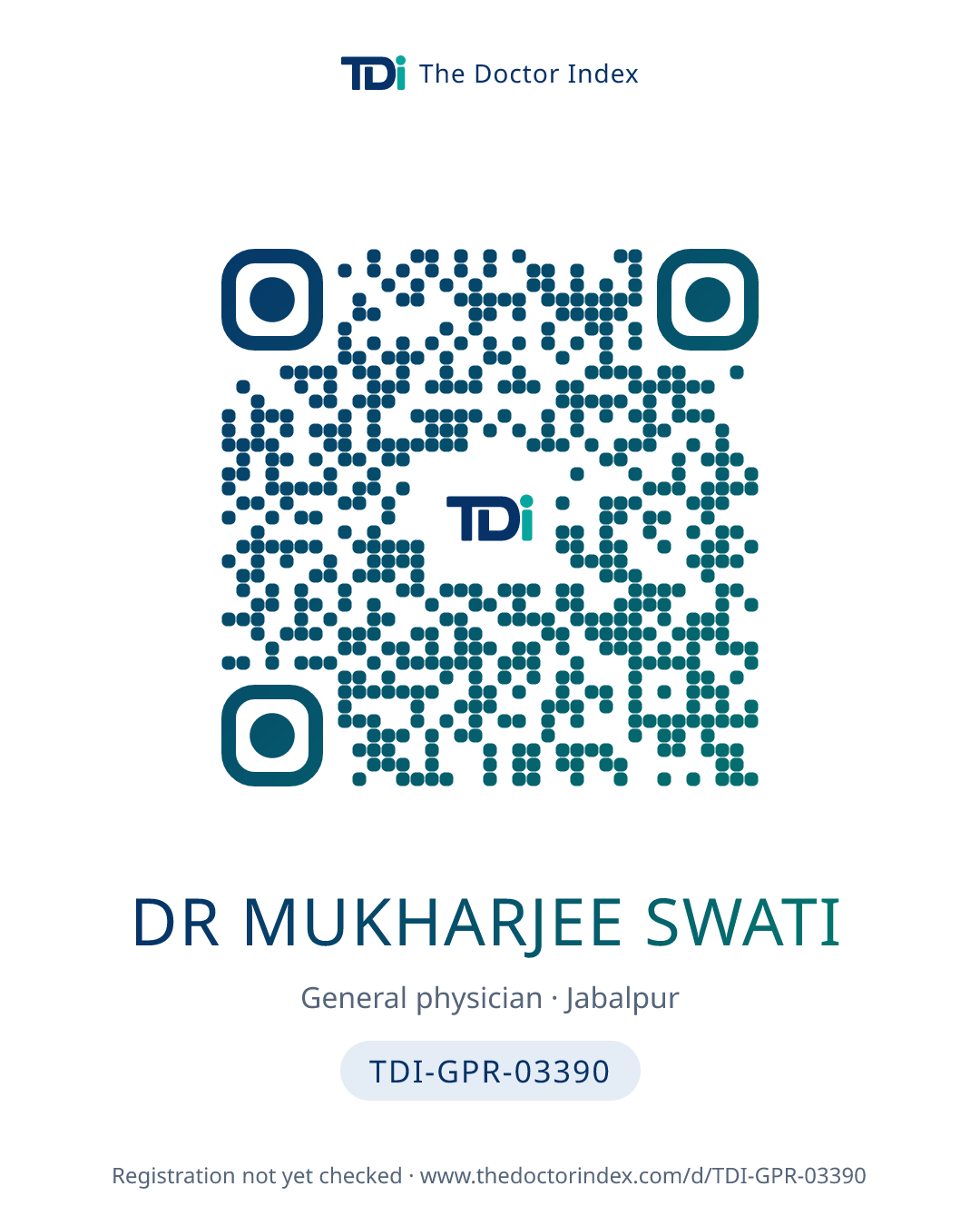 QR card for Dr Mukharjee Swati, TDI-GPR-03390