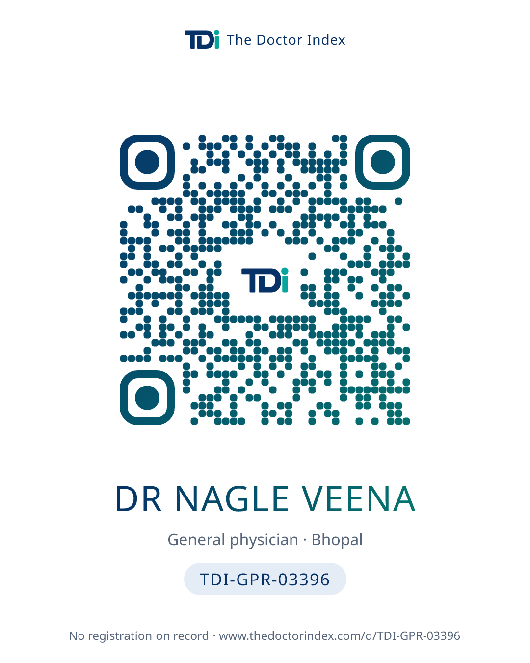 QR card for Dr Nagle Veena, TDI-GPR-03396
