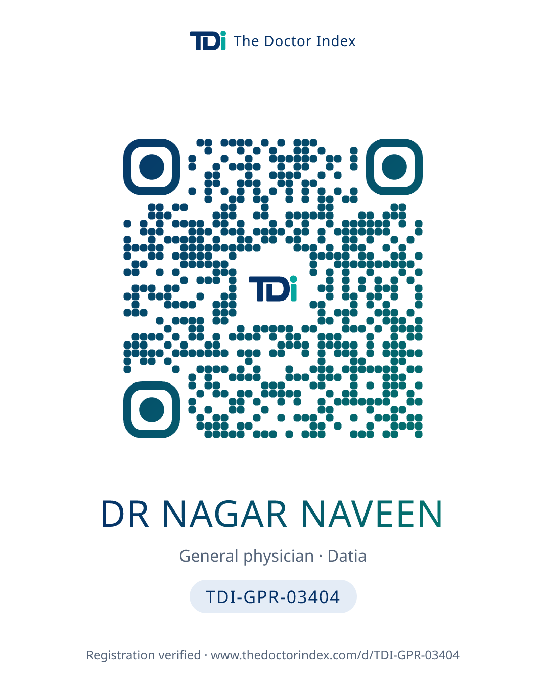QR card for Dr Nagar Naveen, TDI-GPR-03404