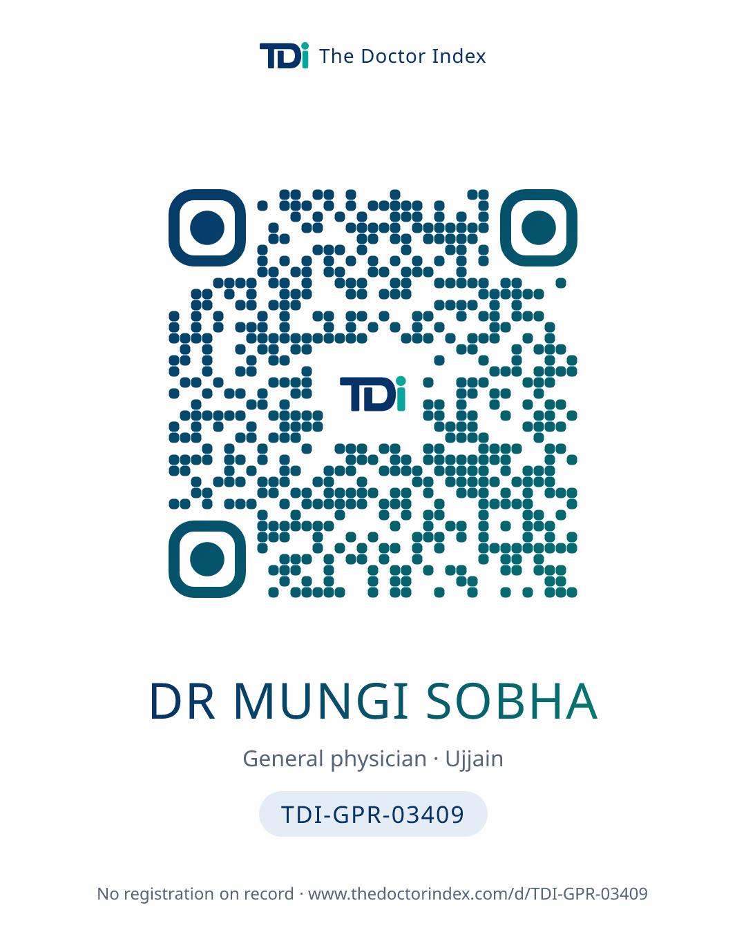 QR card for Dr Mungi Sobha, TDI-GPR-03409