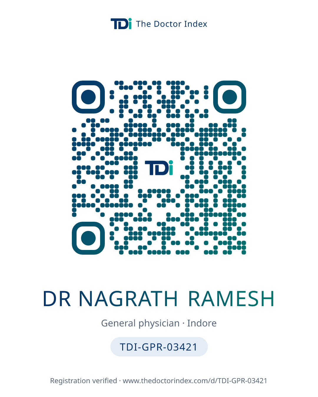 QR card for Dr Nagrath Ramesh, TDI-GPR-03421