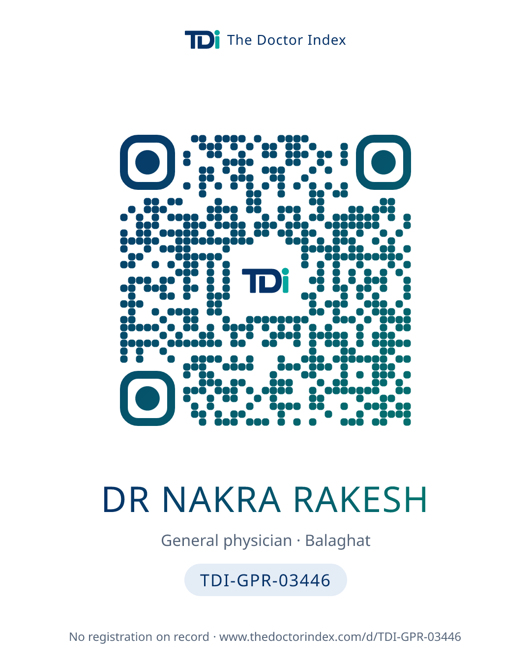 QR card for Dr Nakra Rakesh, TDI-GPR-03446