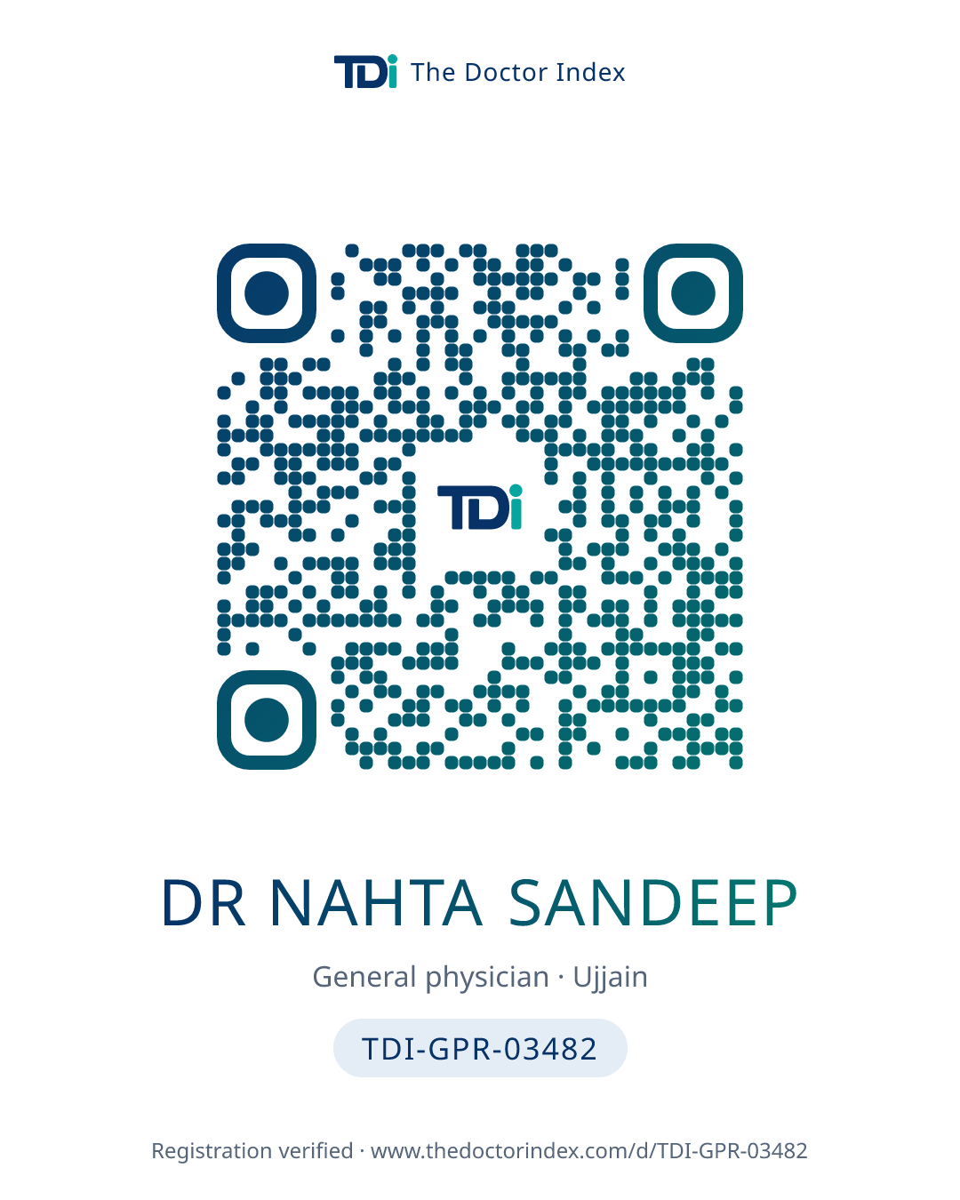 QR card for Dr Nahta Sandeep, TDI-GPR-03482