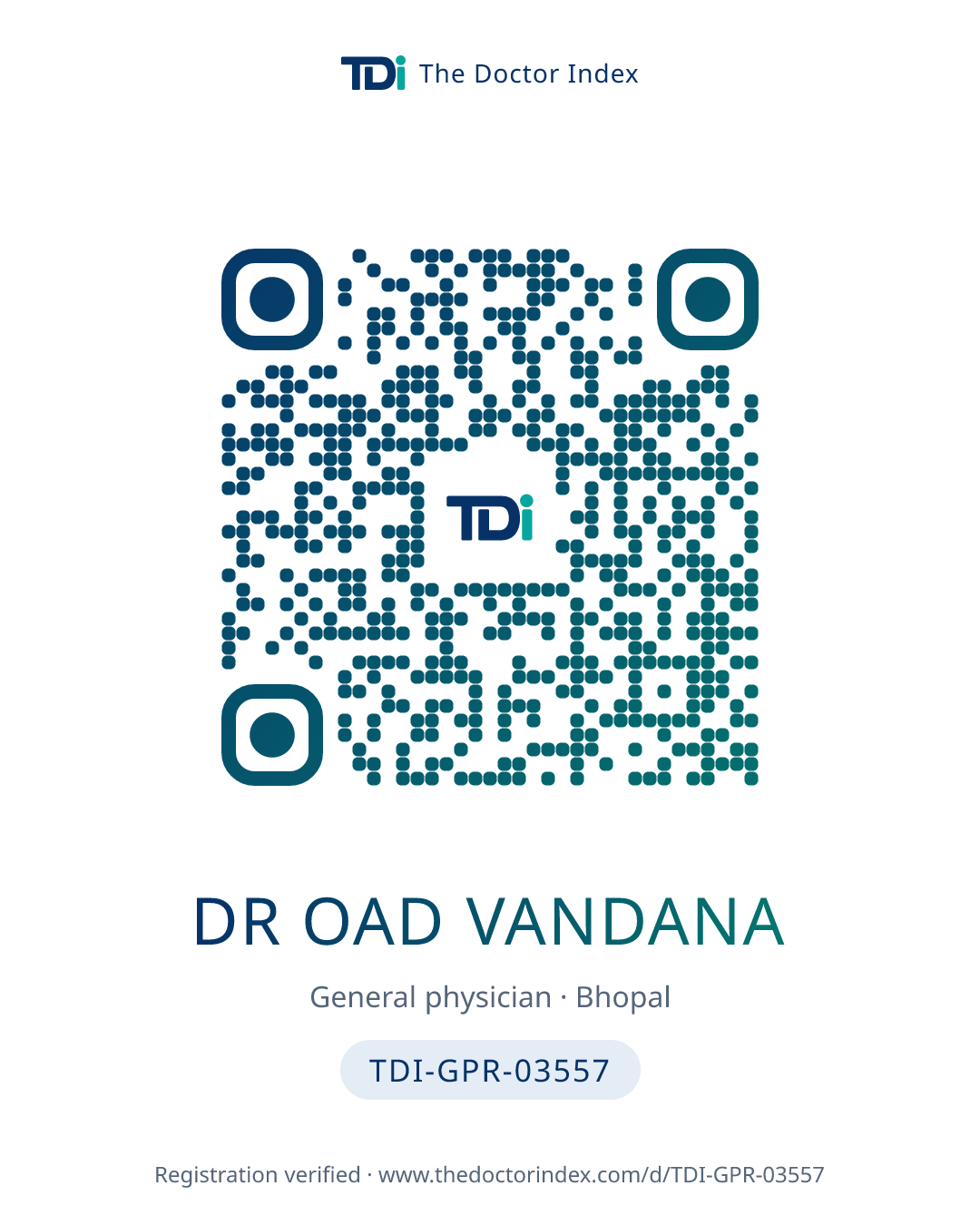QR card for Dr Oad Vandana, TDI-GPR-03557