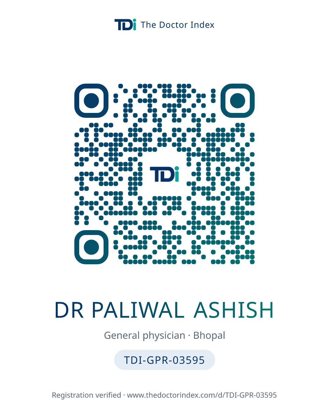 QR card for Dr Paliwal Ashish, TDI-GPR-03595