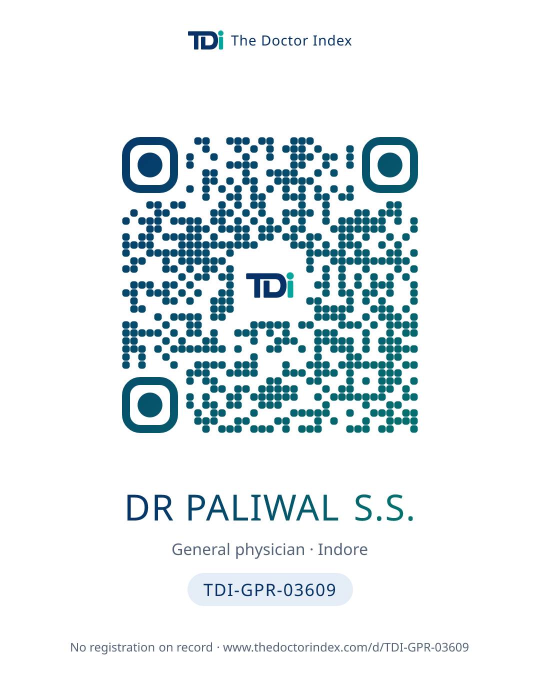 QR card for Dr Paliwal S.S., TDI-GPR-03609