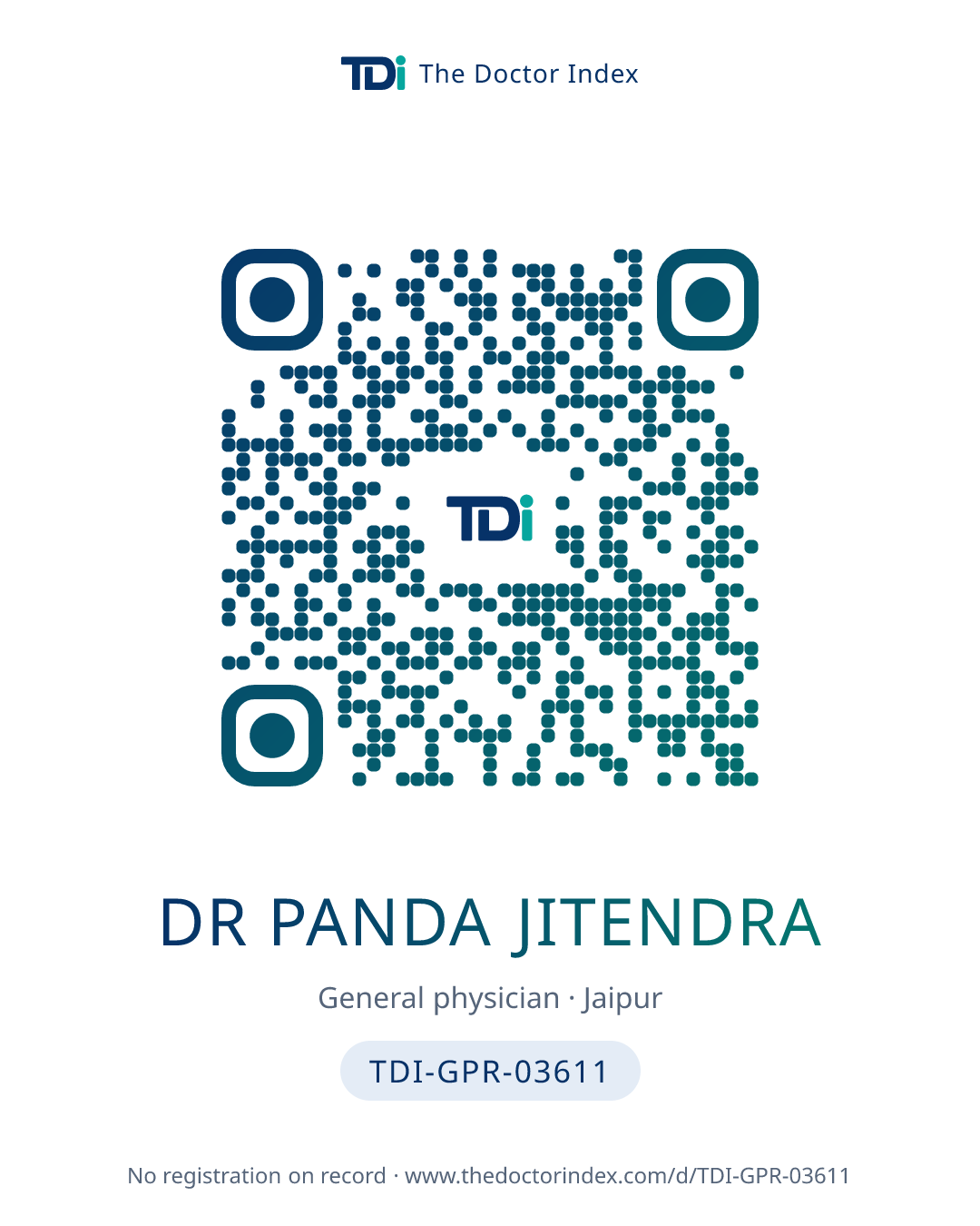 QR card for Dr Panda Jitendra, TDI-GPR-03611