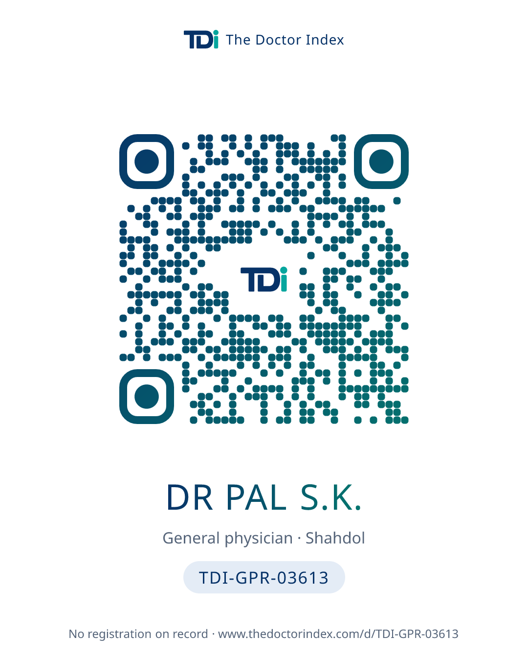 QR card for Dr Pal S.K., TDI-GPR-03613