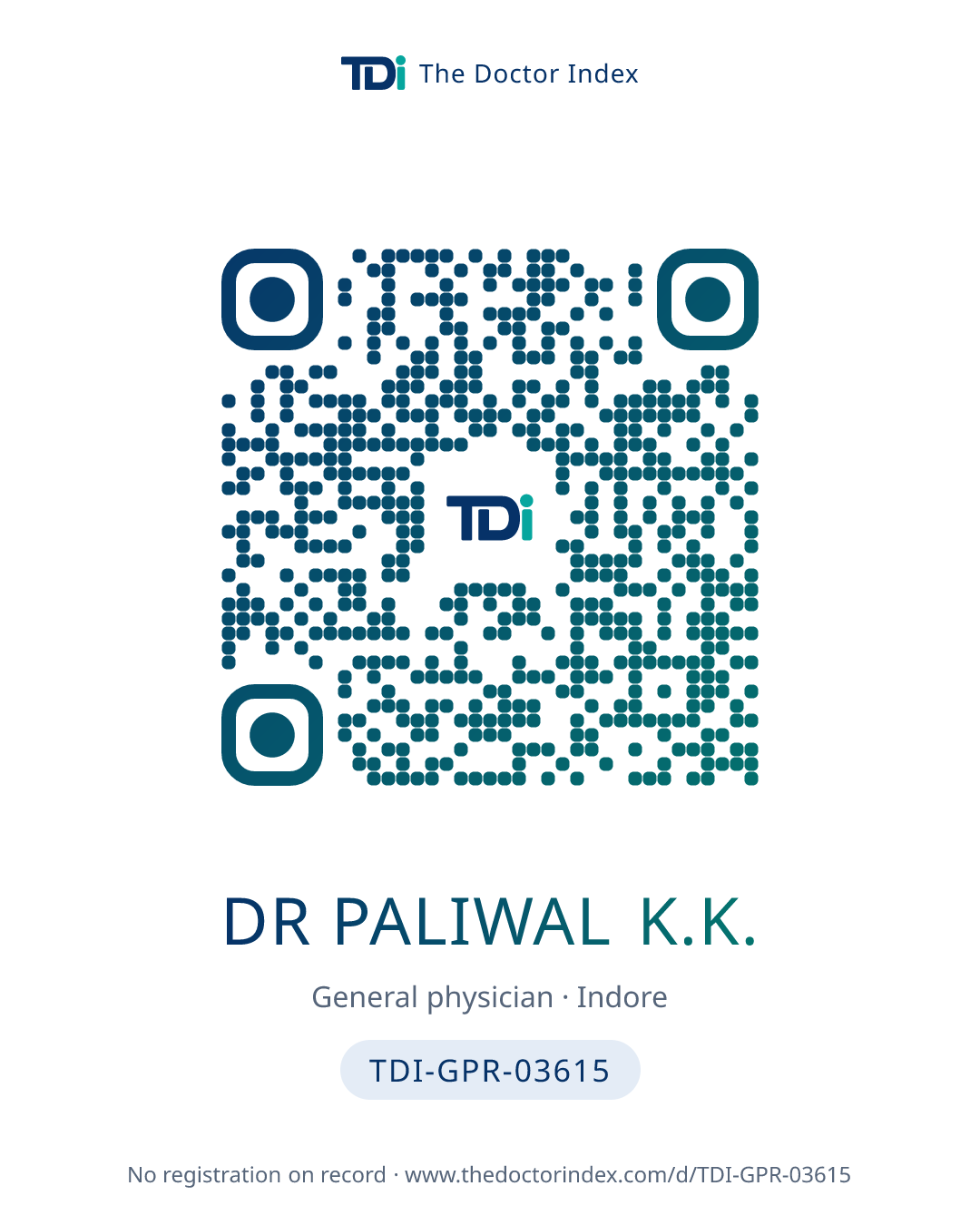 QR card for Dr Paliwal K.K., TDI-GPR-03615