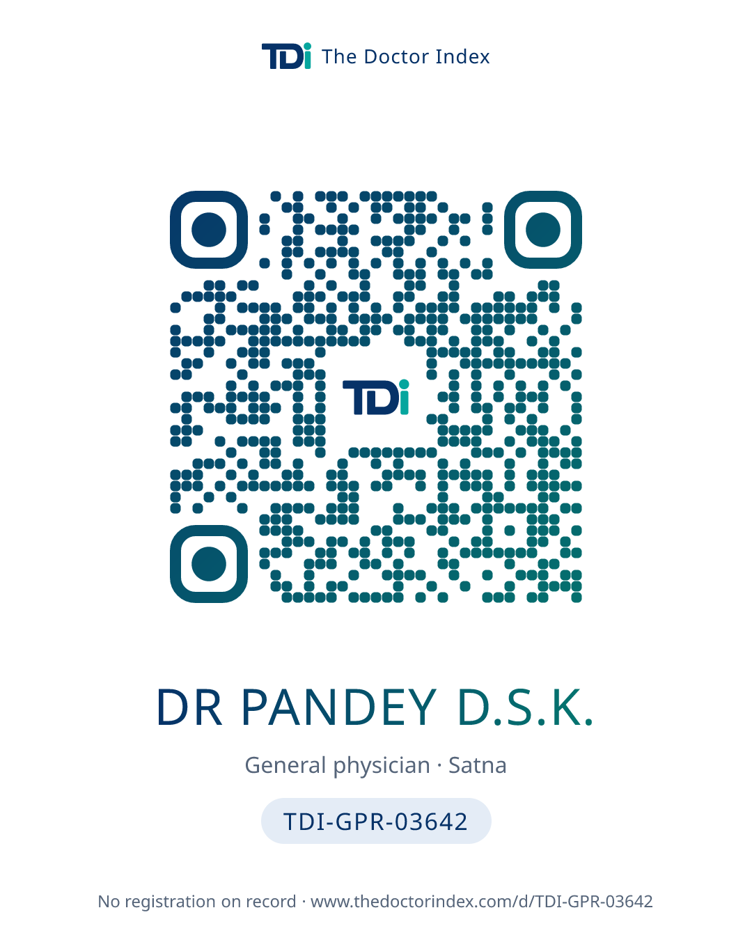QR card for Dr Pandey D.S.K., TDI-GPR-03642