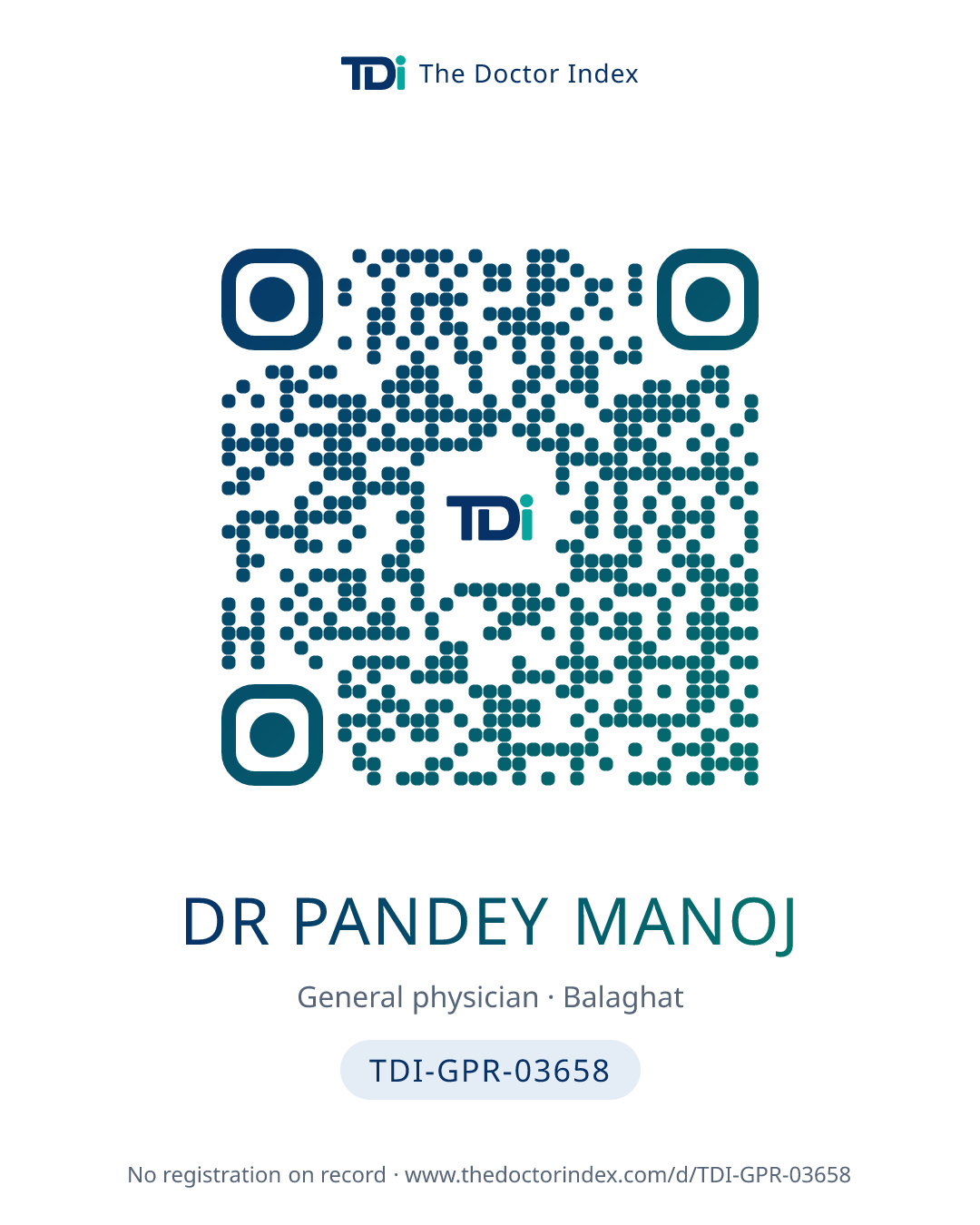 QR card for Dr Pandey Manoj, TDI-GPR-03658