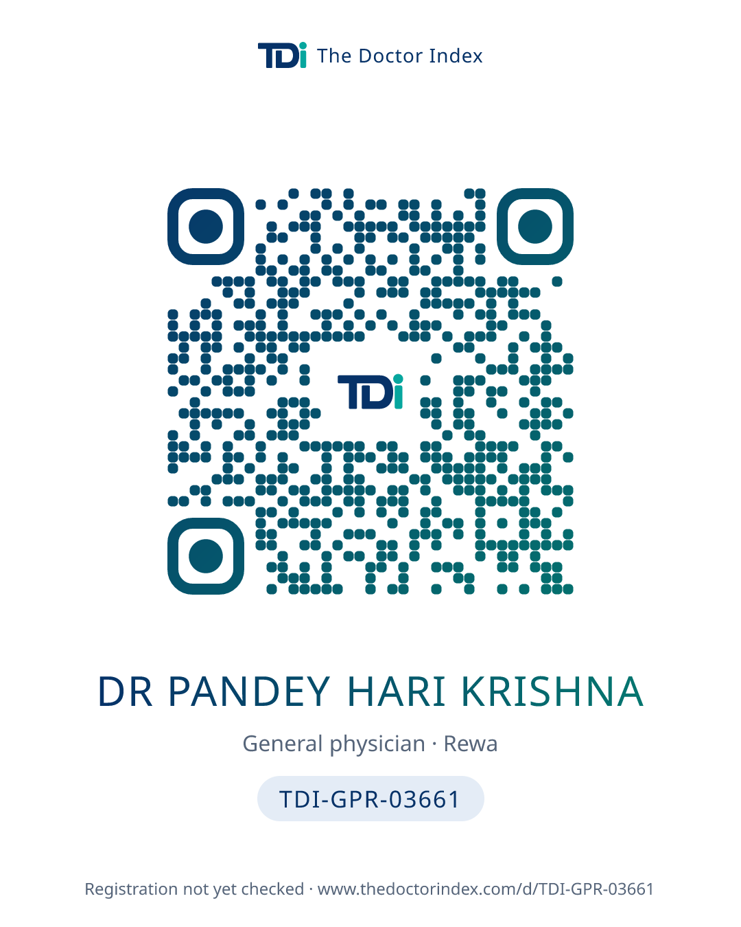QR card for Dr Pandey Hari Krishna, TDI-GPR-03661