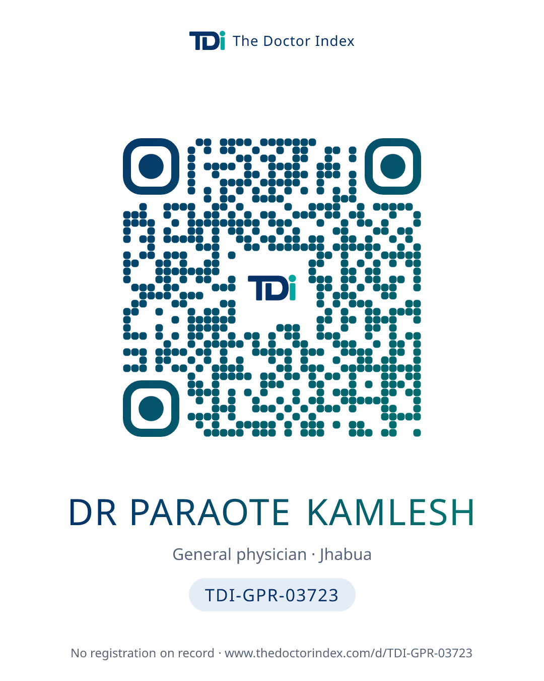 QR card for Dr Paraote Kamlesh, TDI-GPR-03723