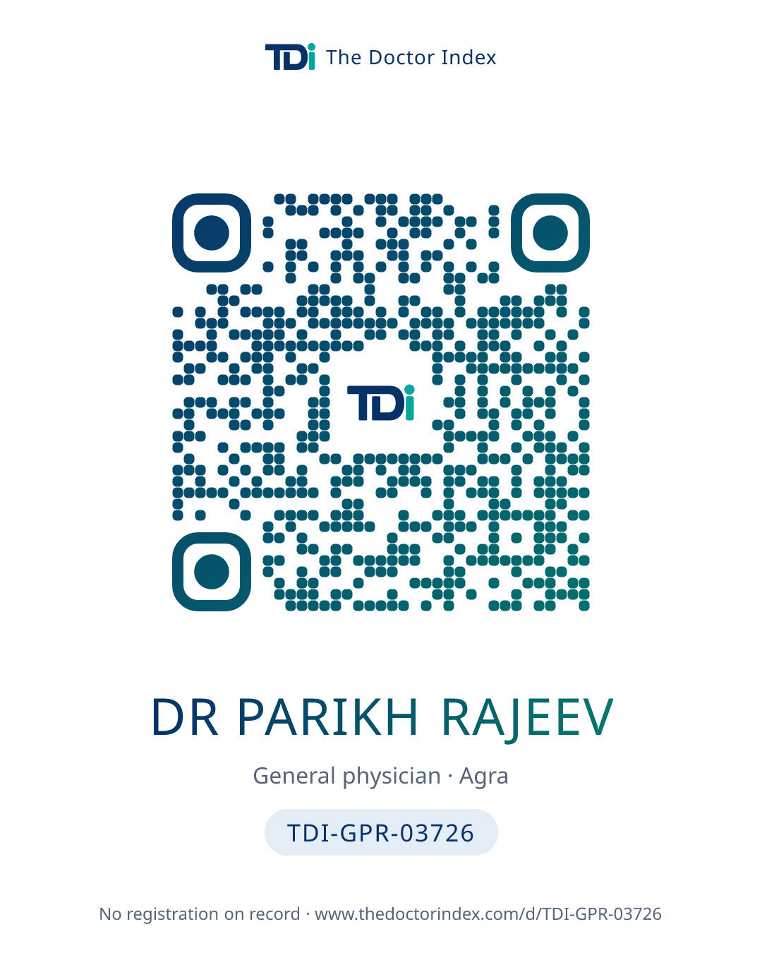 QR card for Dr Parikh Rajeev, TDI-GPR-03726