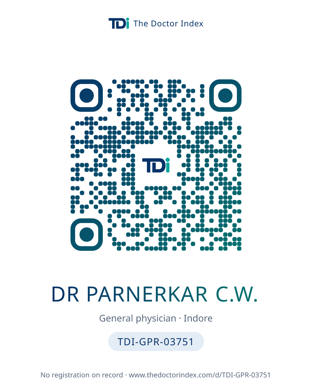 QR card for Dr Parnerkar C.W., TDI-GPR-03751