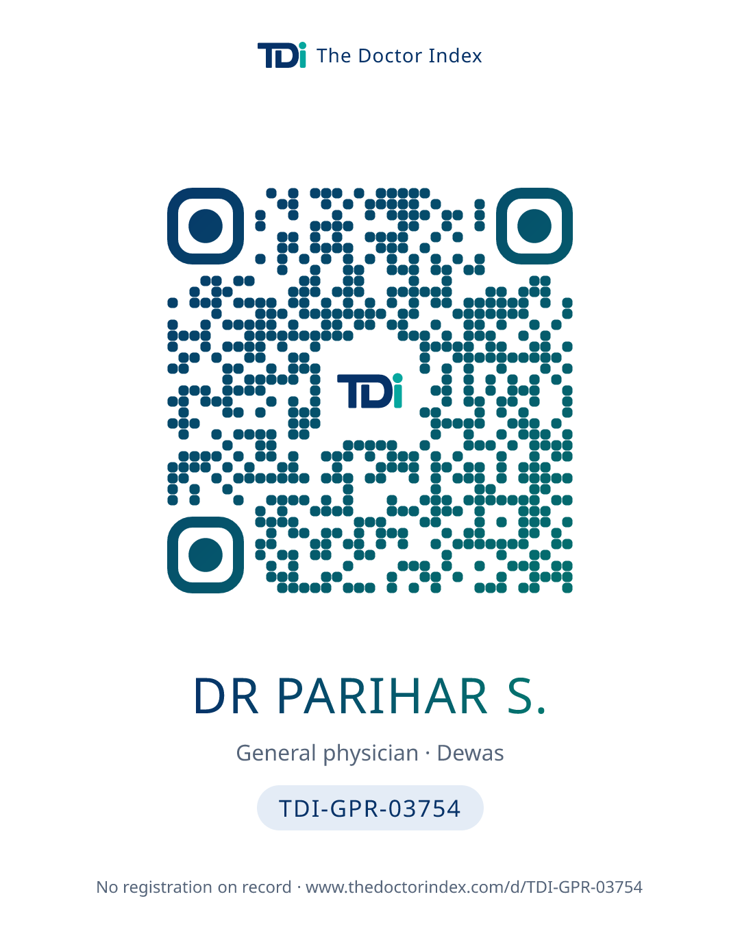 QR card for Dr Parihar S., TDI-GPR-03754