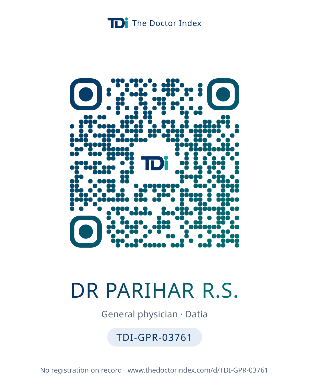 QR card for Dr Parihar R.S., TDI-GPR-03761