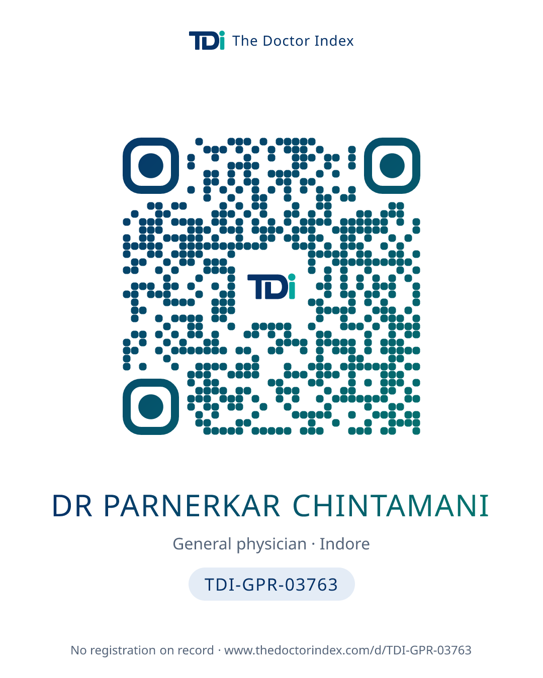 QR card for Dr Parnerkar Chintamani, TDI-GPR-03763