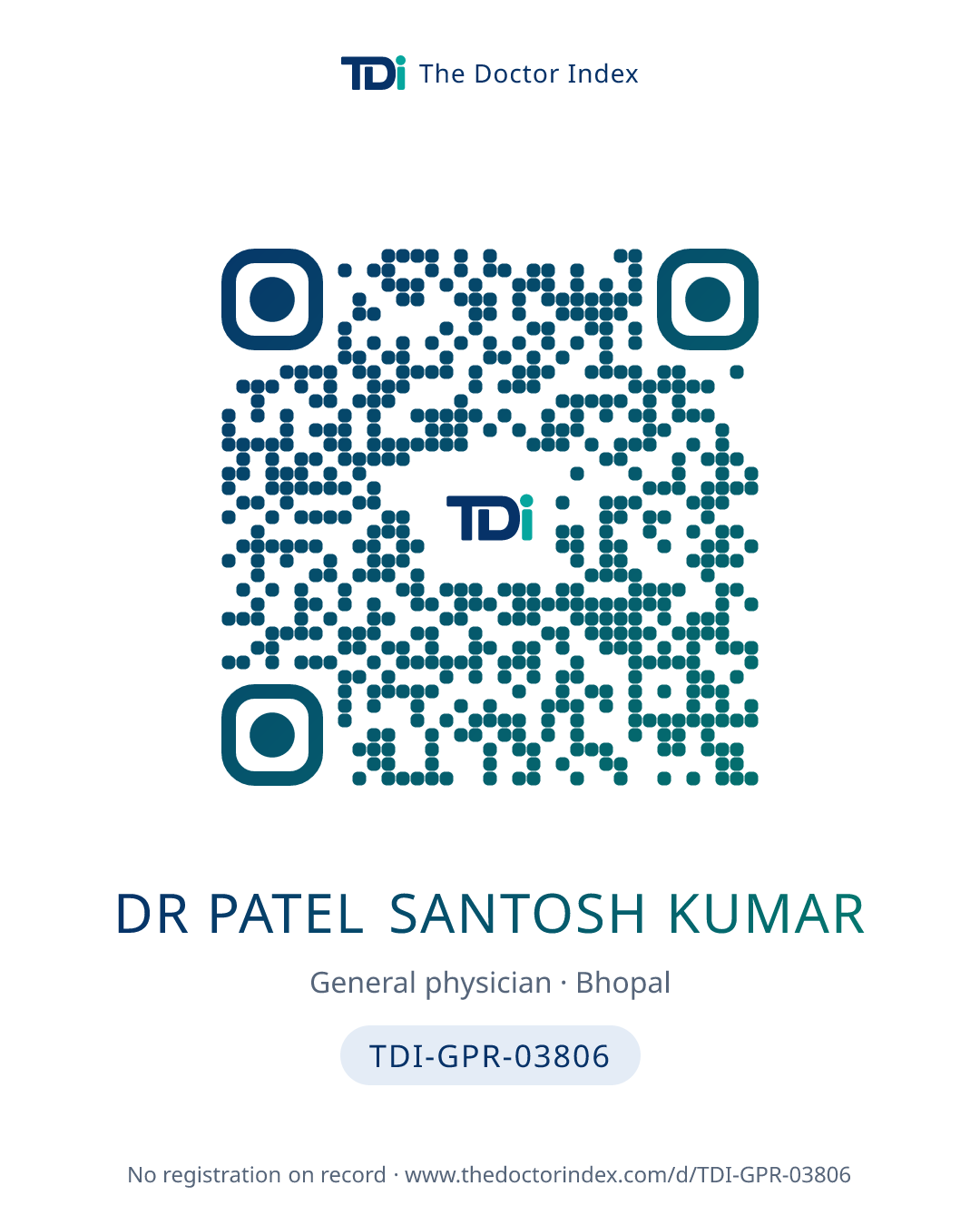 QR card for Dr Patel Santosh Kumar, TDI-GPR-03806