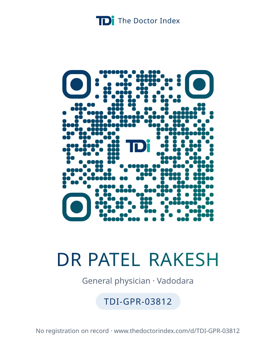 QR card for Dr Patel Rakesh, TDI-GPR-03812