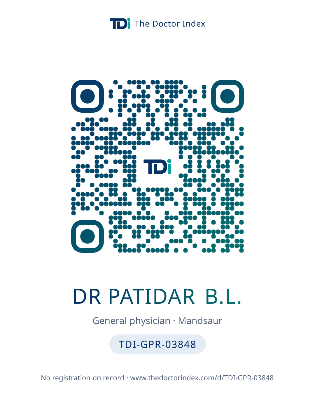 QR card for Dr Patidar B.L., TDI-GPR-03848