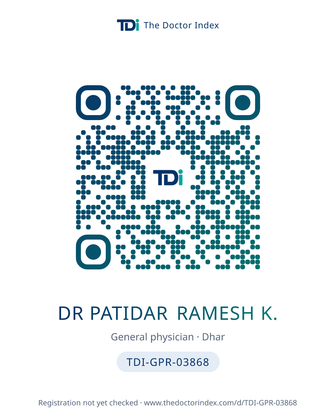 QR card for Dr Patidar Ramesh K., TDI-GPR-03868