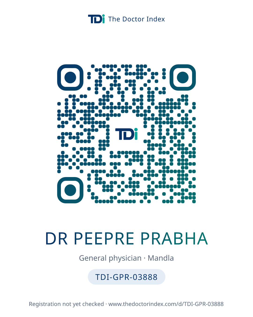 QR card for Dr Peepre Prabha, TDI-GPR-03888